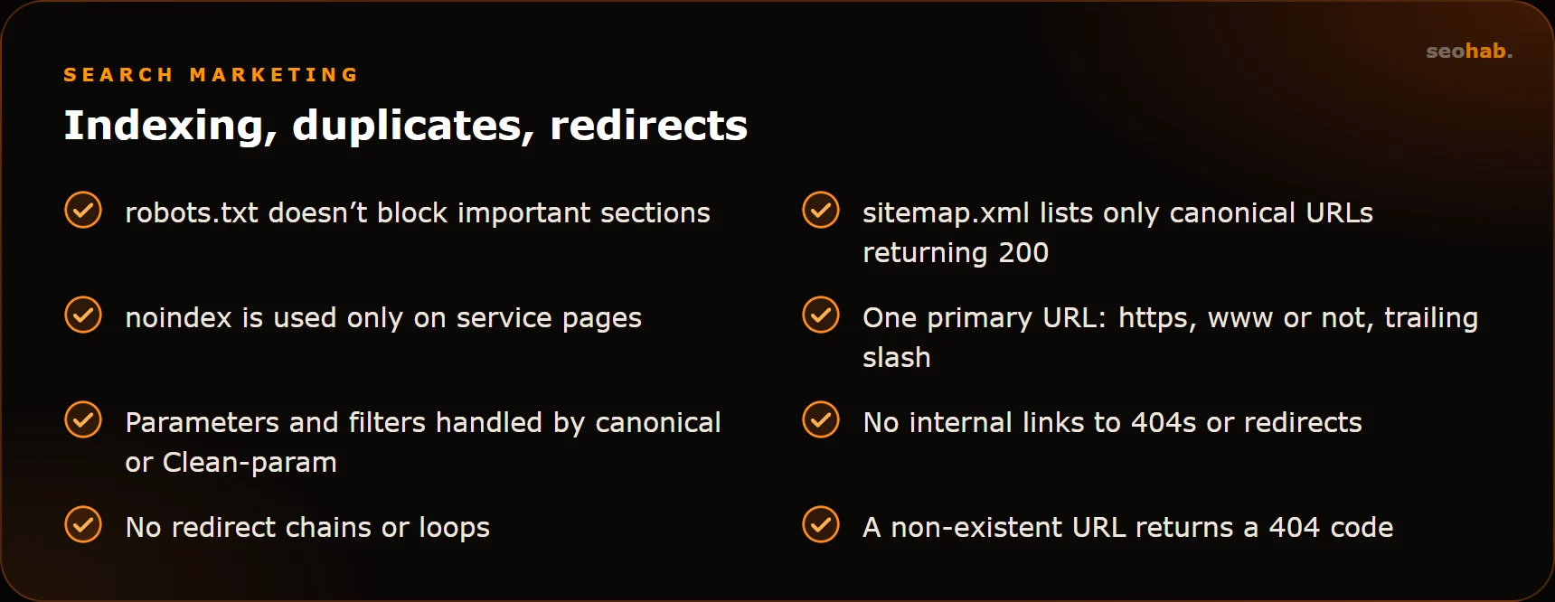 Indexing, duplicates, redirects